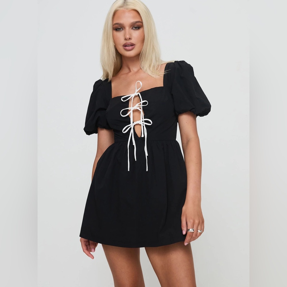Princess Polly Black Puff Sleeve Maella Romper